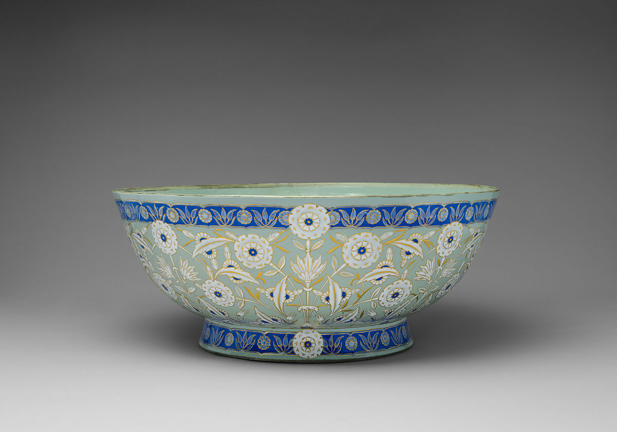 Large Ceramic Bowl, Sèvres Manufactory  French, Hard-paste porcelain; pâte-sur-pâte, polychrome glaze, and gold