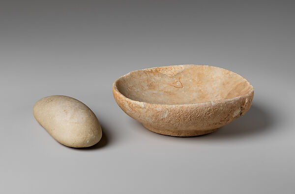 Marble bowl with pebble, Marble, Cycladic