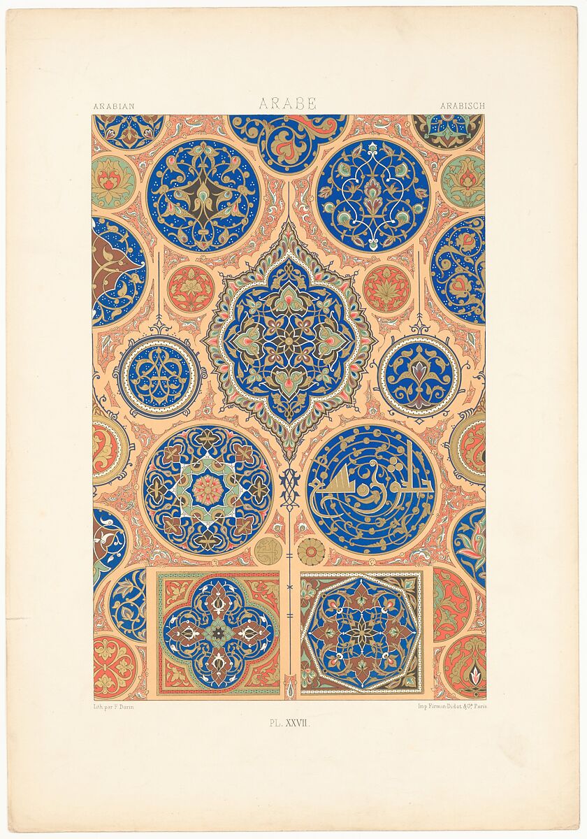 L'Ornement Polychrome, Albert-Charles-Auguste Racinet French, Color lithograph