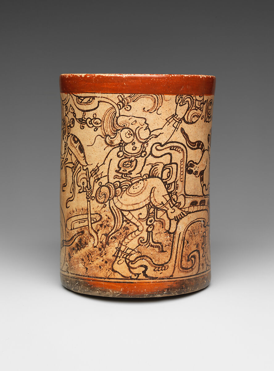 Vessel with mythological scene, Metropolitan Painter, Ceramic, slip, Maya