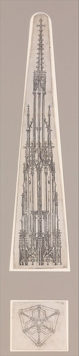 Elevation of a Gothic Pinnacle with a Hexagonal Plan, Wenzel von Olmütz  German, Engraving
