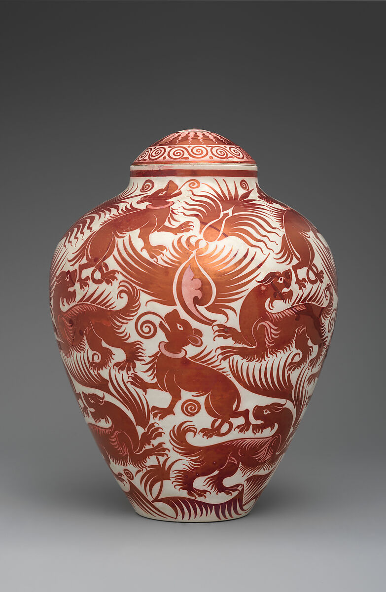 Vase with cover, William De Morgan  British, Pottery
