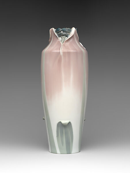 Vase with flowering plant, Rörstrand Factory Swedish, Glazed porcelain, Swedish, Stockholm