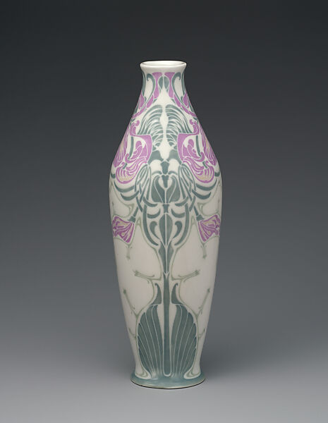 Vase, Edward Colonna German, Hard-paste porcelain with colored slip decoration, French, Limoges