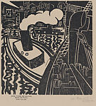New York at night, a ship leaving the port, from the portfolio '15 Grabados en madera' (Madrid 1929), Gabriel Fernández Ledesma Mexican, Woodcut