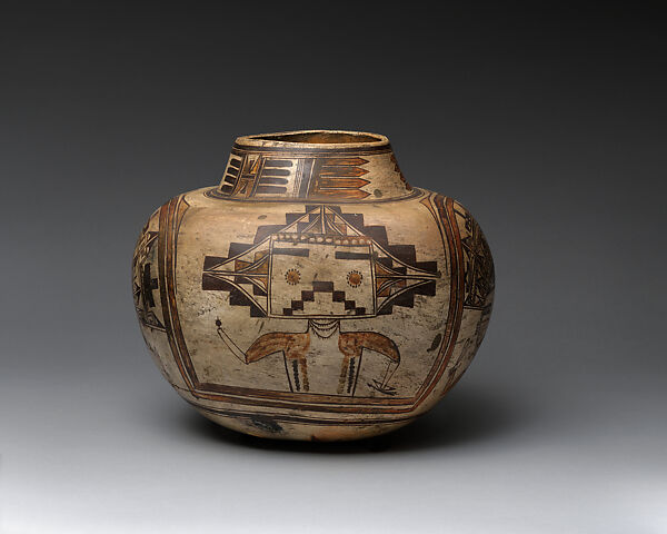 Polacca polychrome water jar, Nampeyo Native American, Clay and pigment, Hopi-Tewa, Native American