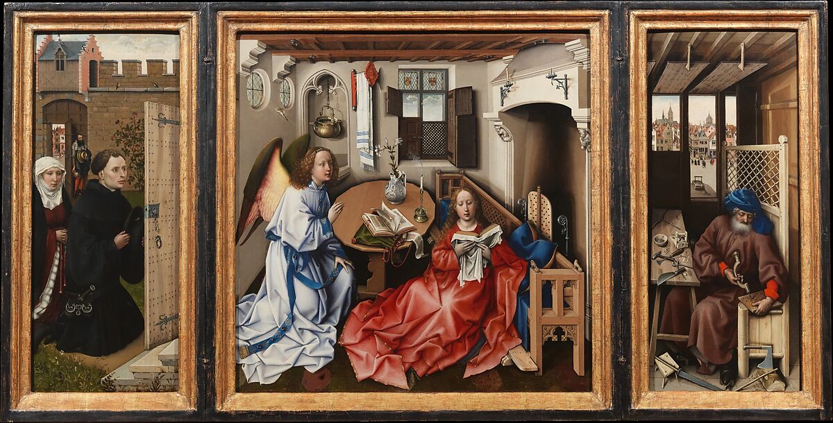Annunciation Triptych (Merode Altarpiece), Robert Campin Netherlandish, Oil on oak, Netherlandish