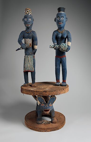 Throne of Njouteu, Grassfields carver and master beader, Wood, glass beads, cloth, cowrie shells, Bamileke
