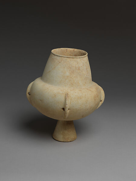 Marble vase with high foot and lug handles, Marble, Cycladic