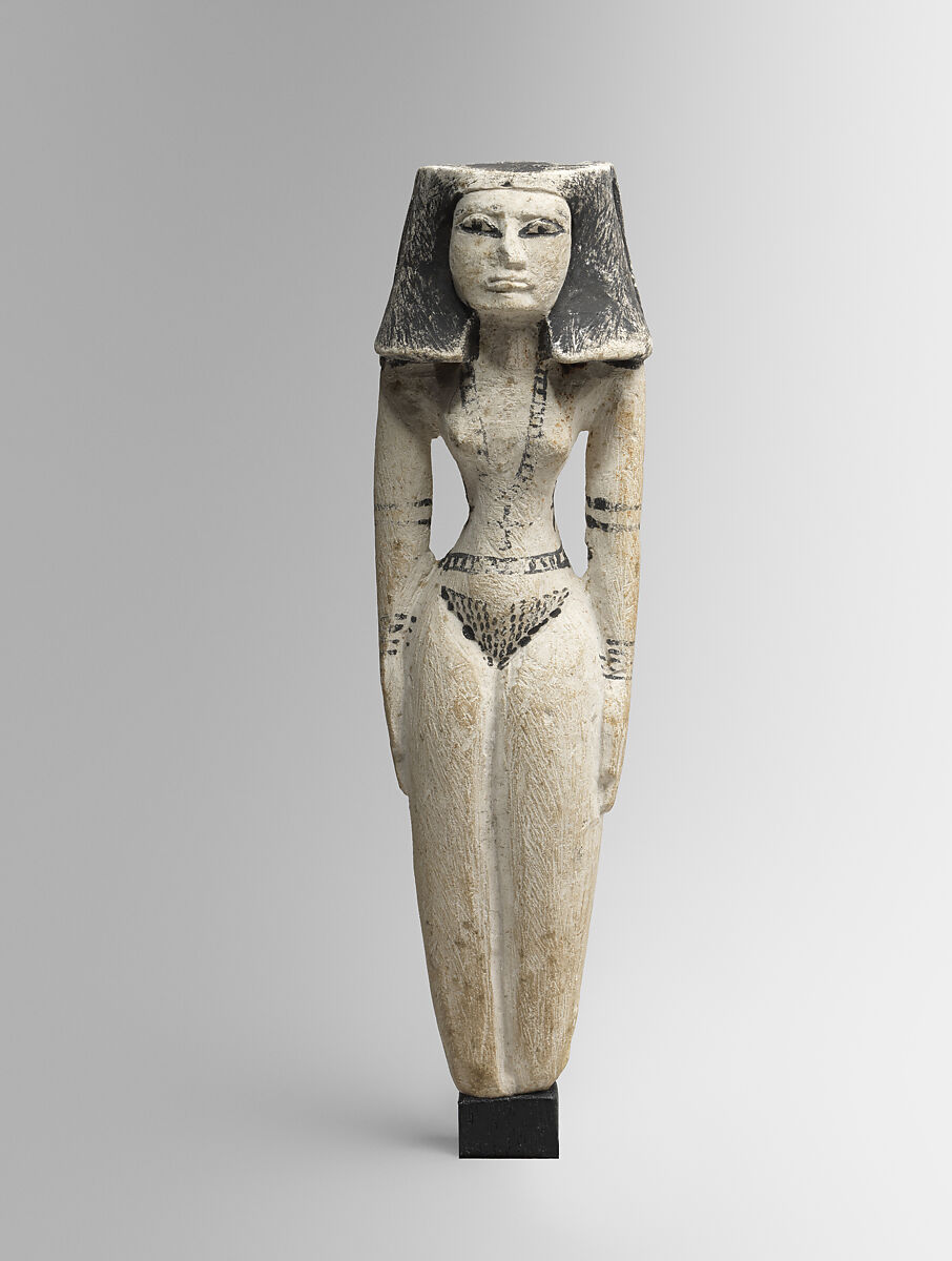 Statuette of a Nude Woman, Limestone, black pigment