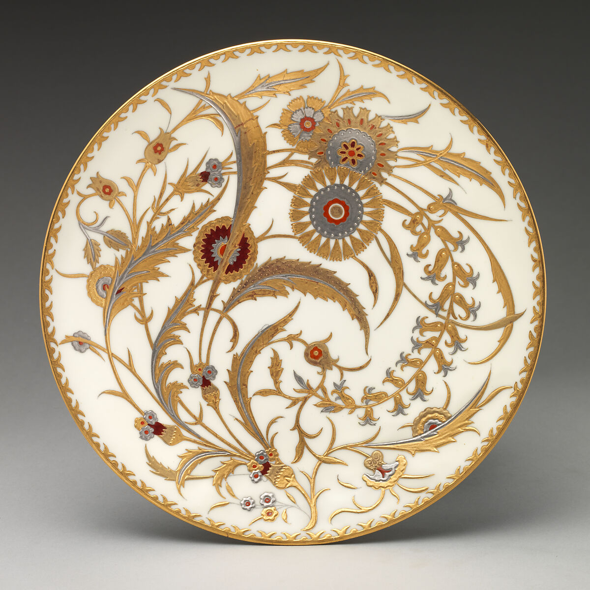 Plate with Isnik floral and foliate pattern, Minton(s)  British, Bone China, British, Stoke-on-Trent, Staffordshire
