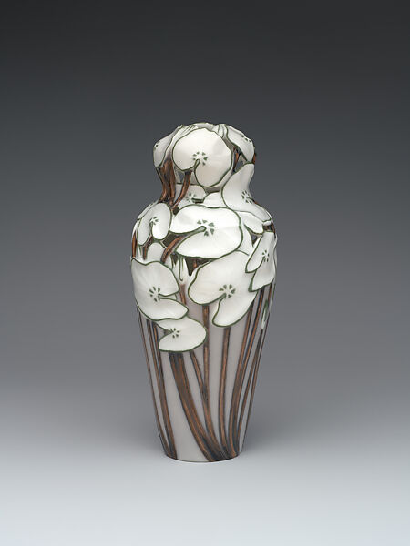 Vase with nasturtium leaves, Effie Hegermann-Lindencrone Danish, Glazed porcelain, Danish, Copenhagen
