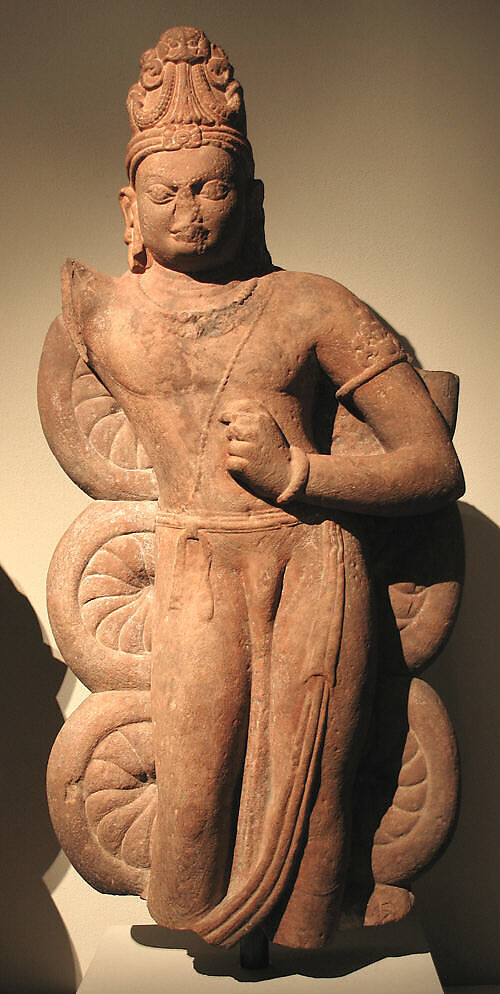 Standing Balarama or Nagaraja (Serpent King), Red sandstone, India (Uttar Pradesh or Madhya Pradesh)