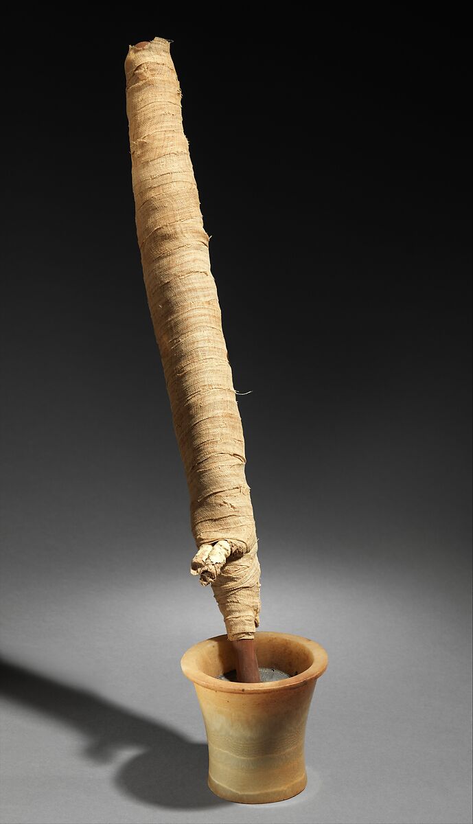 Anubis Fetish (Imiut), Travertine (Egyptian alabaster), cedar, ointment