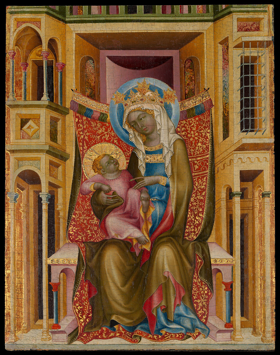 Virgin and Child Enthroned, Bohemian Painter Bohemian, Oil(?) and gold on wood