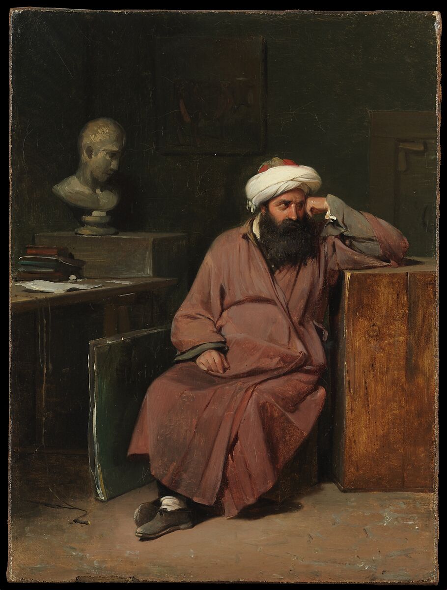 An Ottoman Man in the Artist's Studio, Auguste-Xavier Leprince  French, Oil on canvas