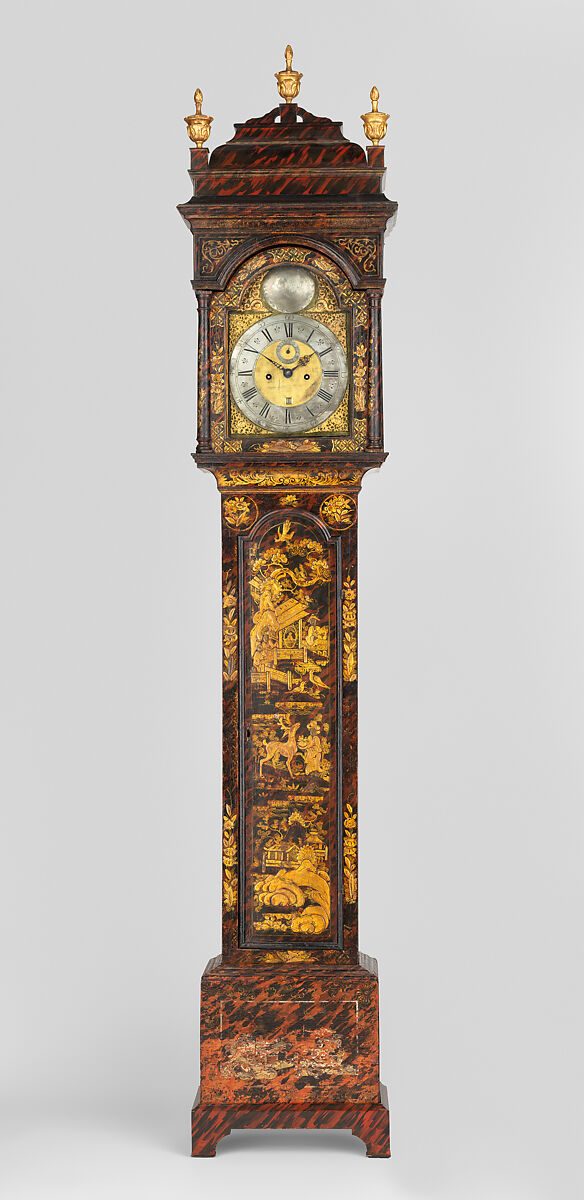 Tall Clock, Joseph Ward American, Japanned white pine; brass, iron, glass, American