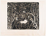 Illustration for 'El Machete' concerning agrarian reform (repartition of the laws pertaining to land ownership), Xavier Guerrero Mexican, Woodcut on Japan paper