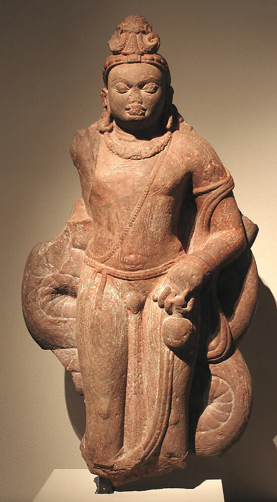 Standing Nagaraja (Serpent King), Red sandstone, India (Uttar Pradesh or Madhya Pradesh)