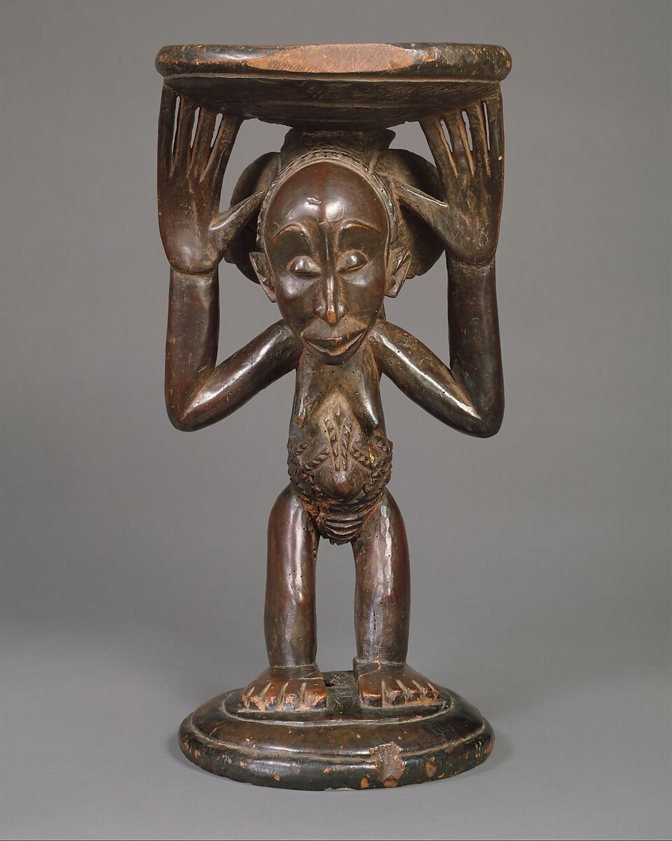 Lupona (royal seat), Ngongo ya Chintu, formerly known as the "Buli Master"  Democratic Republic of Congo, Wood, metal studs, Luba or Hemba peoples