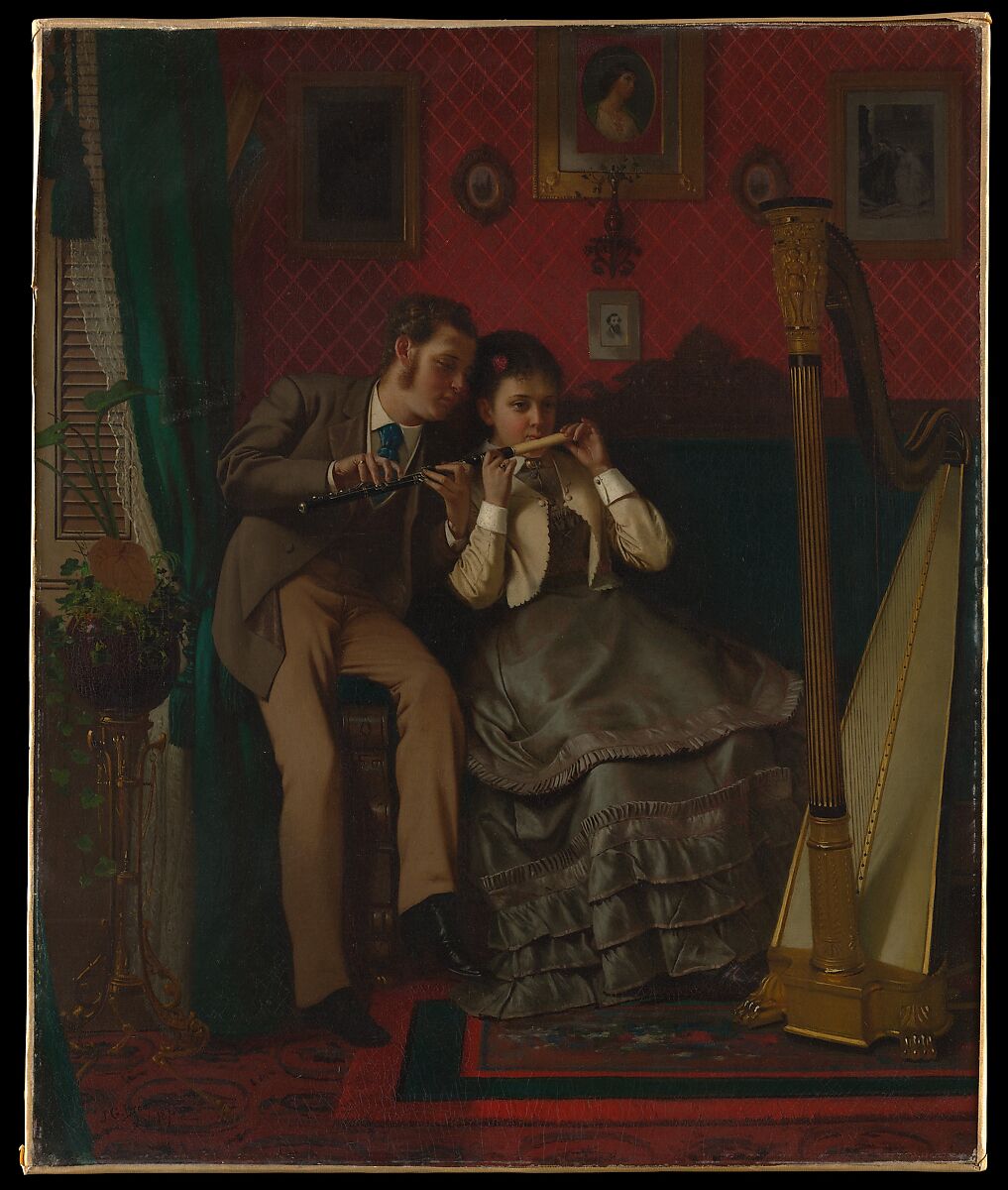 The Music Lesson, John George Brown American, born England, Oil on canvas, American