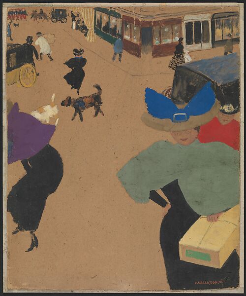 Street Scene in Paris (Scène de rue à Paris), Félix Vallotton Swiss, Gouache and oil on cardboard.