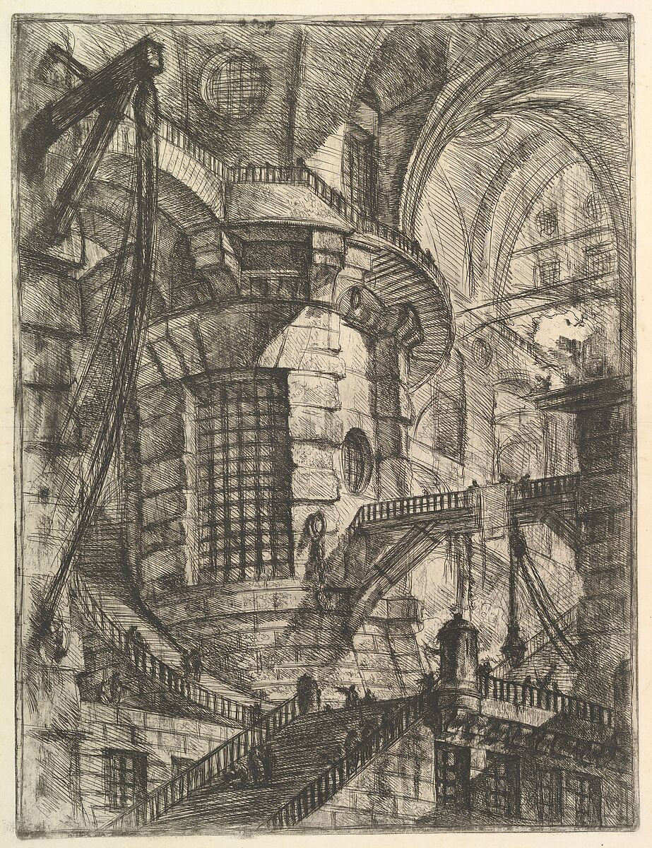 The Round Tower, from "Carceri d'invenzione" (Imaginary Prisons), Giovanni Battista Piranesi Italian, Etching, engraving, sulphur tint or open bite, burnishing; first state of four (Robison)