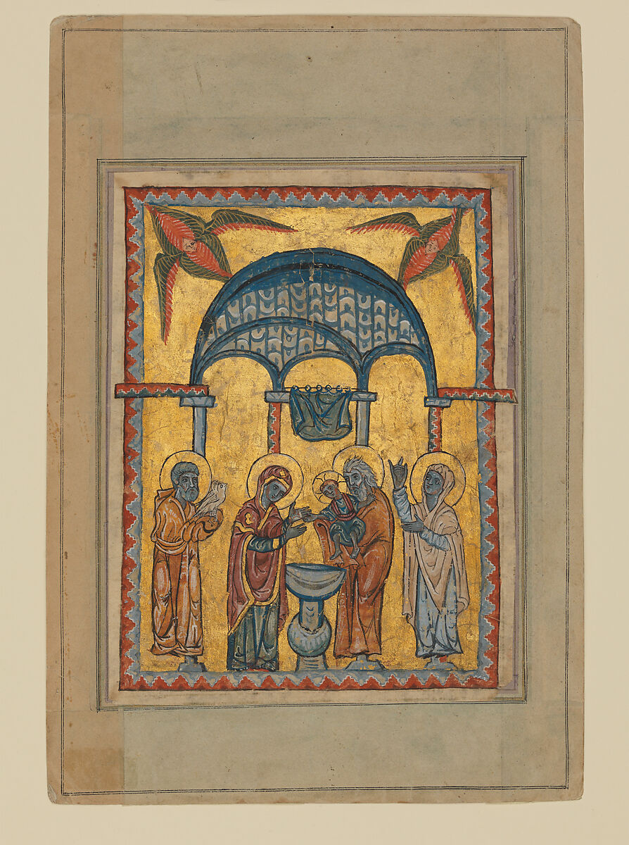 Four miniatures of the life of Christ from a gospel book of 1311 (Presentation, Baptism, Transfiguration, Entry into Jerusalem), T'oros the Deacon Armenian, Ink and pigments on oriental paper, Armenian