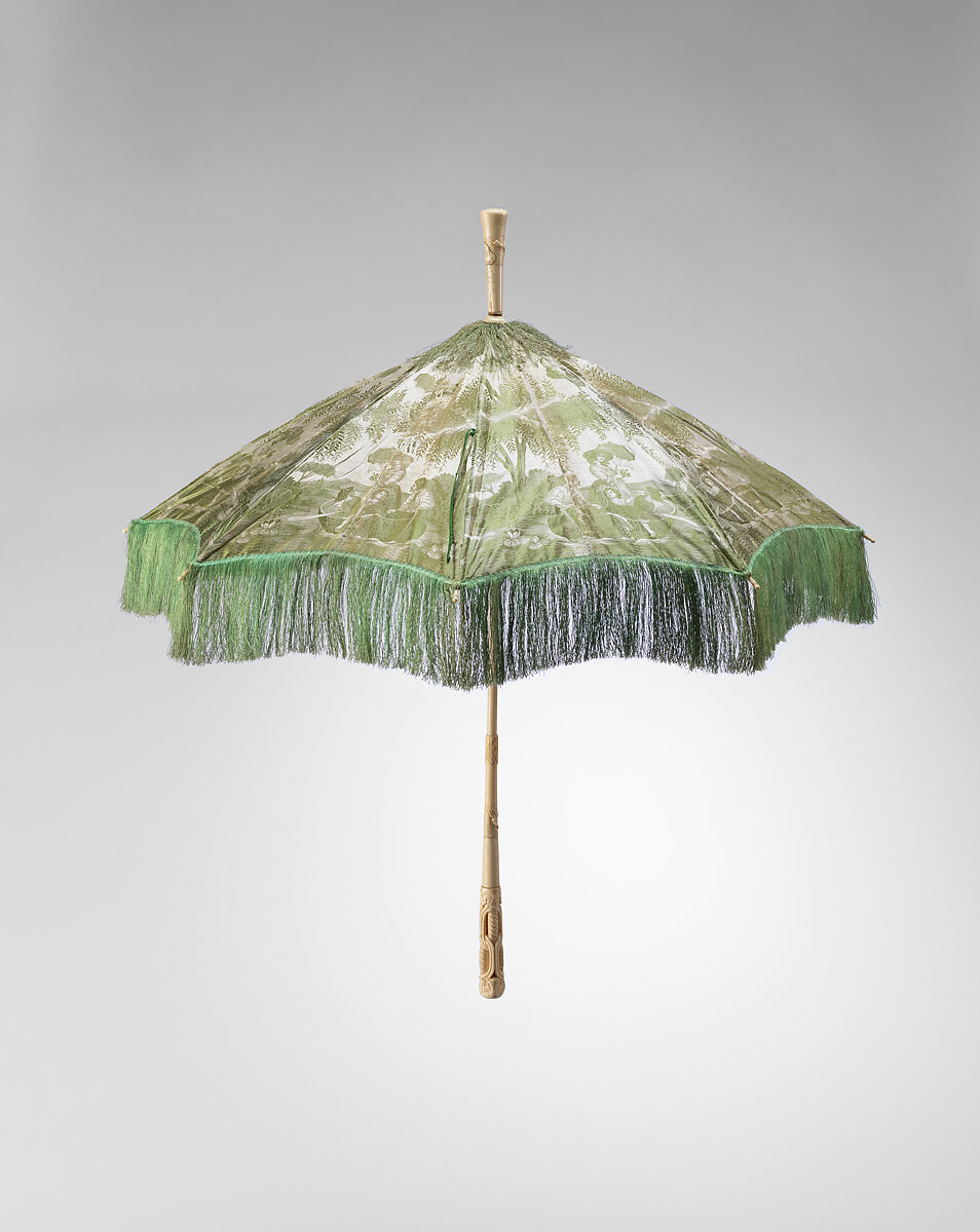 Parasol, silk, bone, metal, probably French