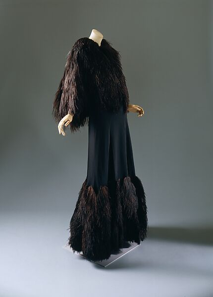 Evening ensemble, House of Chanel French, silk, feathers, French