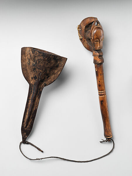 Bell and Beater, Wood, iron, cotton, Baule people