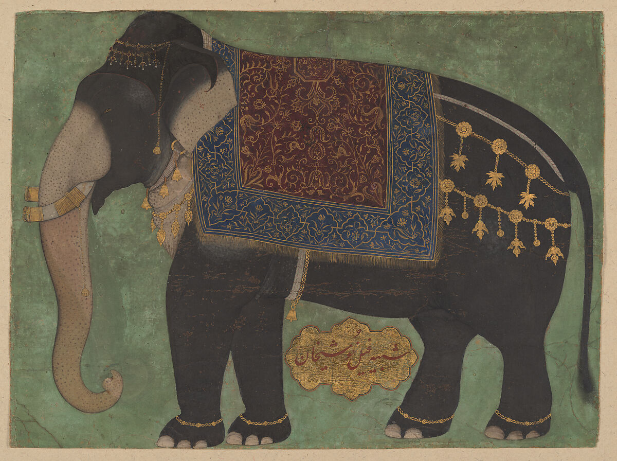 The Elephant Khushi Khan, Opaque color and gold on paper